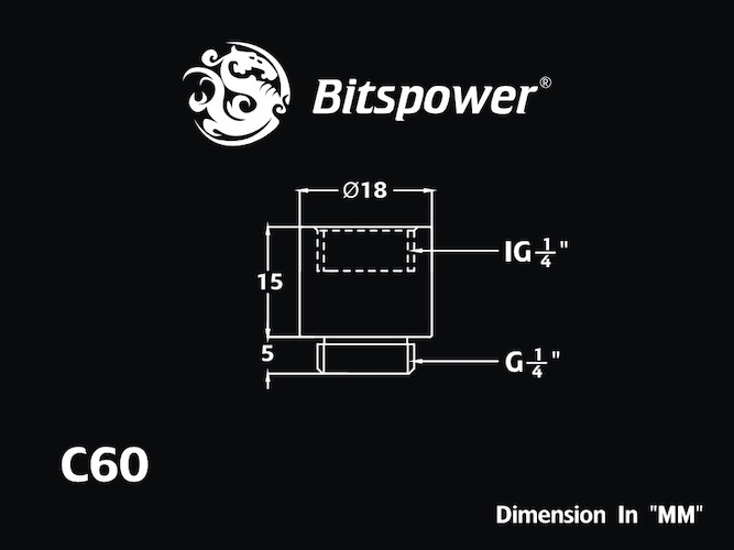 Bitspower Fitting Nối Dài 15MM (Blue)