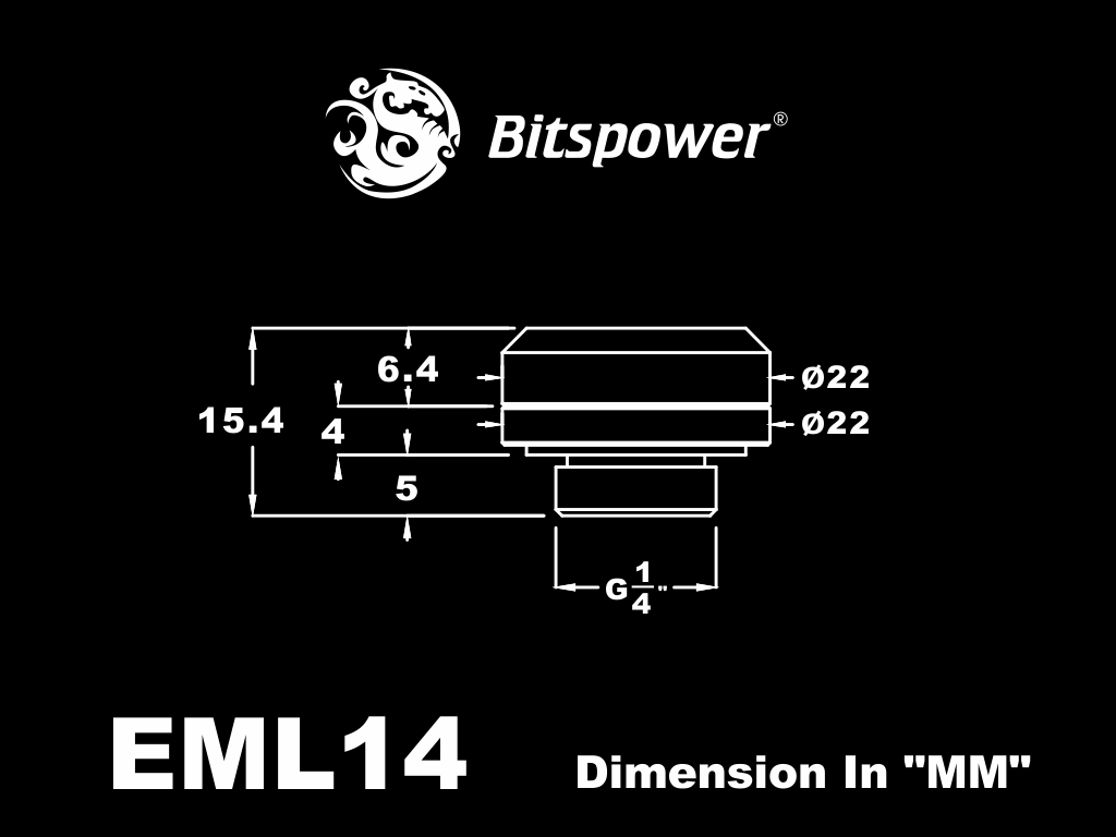 Bitspower Fitting Cắm Ống OD14MM (Matt Black)