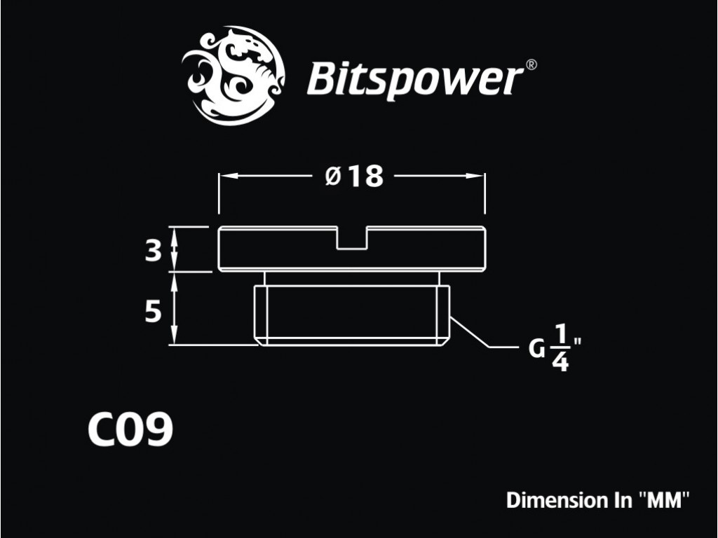  Bitspower Low-Profile Stop Fitting (Matt Black)