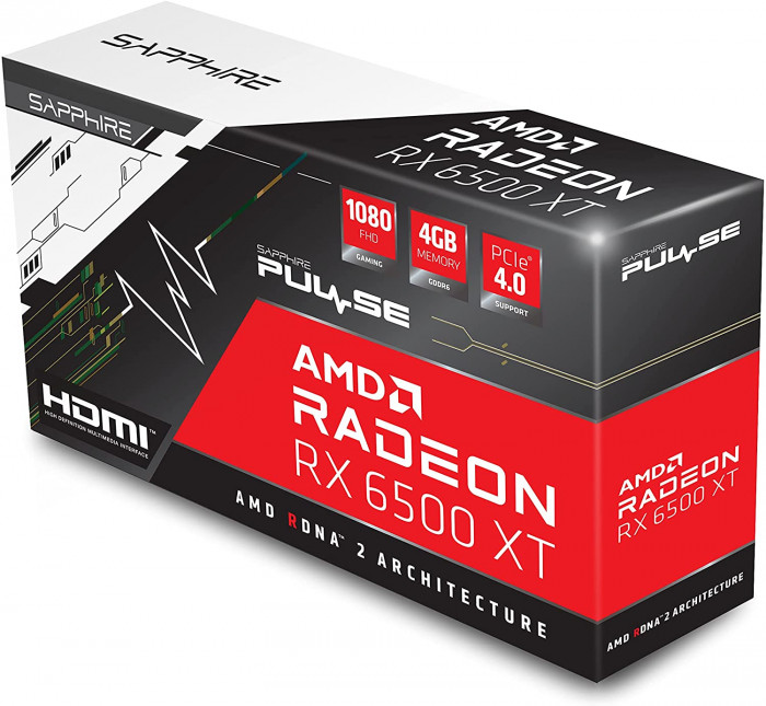 VGA SAPPHIRE PULSE AMD RADEON RX 6500 XT GAMING OC 4GB (GDDR6/HDMI/ DP LITE) (11314-01-20G)