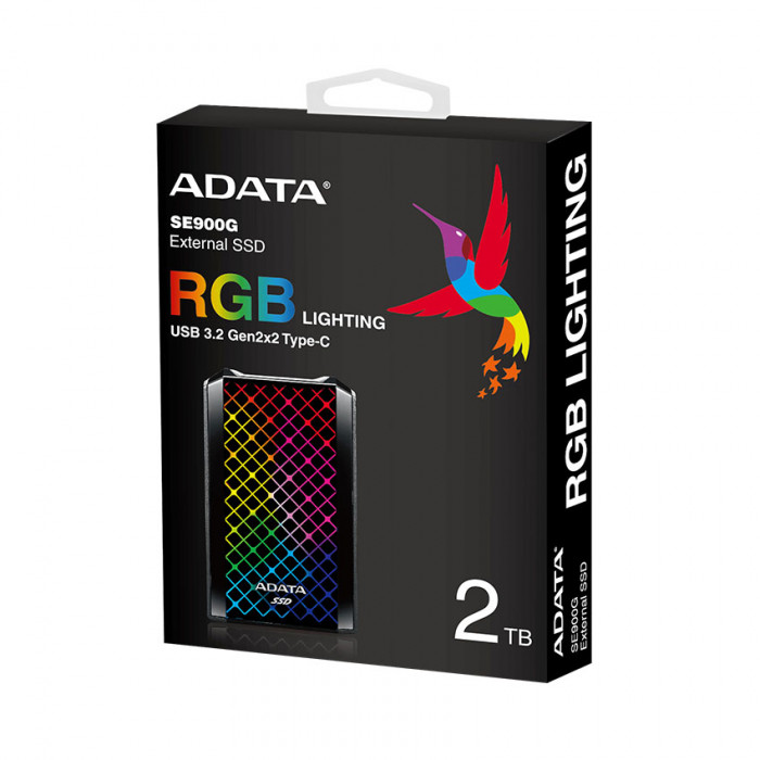 Ổ cứng di động SSD 512GB Adata ASE900G Led RGB - Black