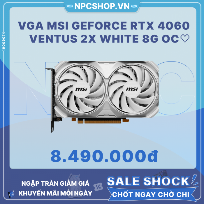 VGA MSI GeForce RTX 4060 VENTUS 2X WHITE 8G OC