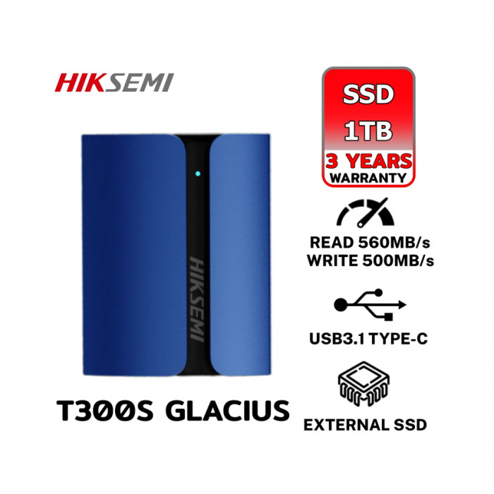 Ổ cứng di động SSD Hiksemi T300S 1TB Glacius (Màu Xanh)