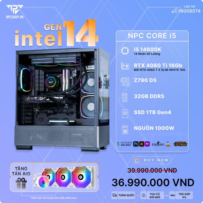 NPC PC CORE i5 14600K|32G DDR5|NVIDIA RTX 4060 Ti 16GB